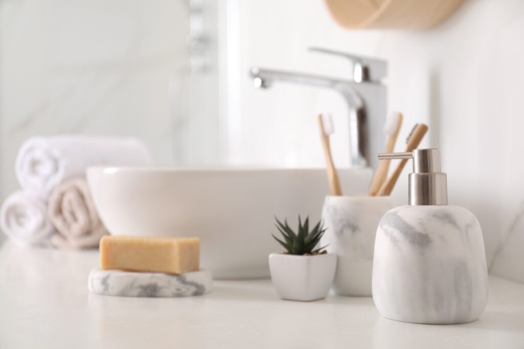 Clean and organized bathroom counter